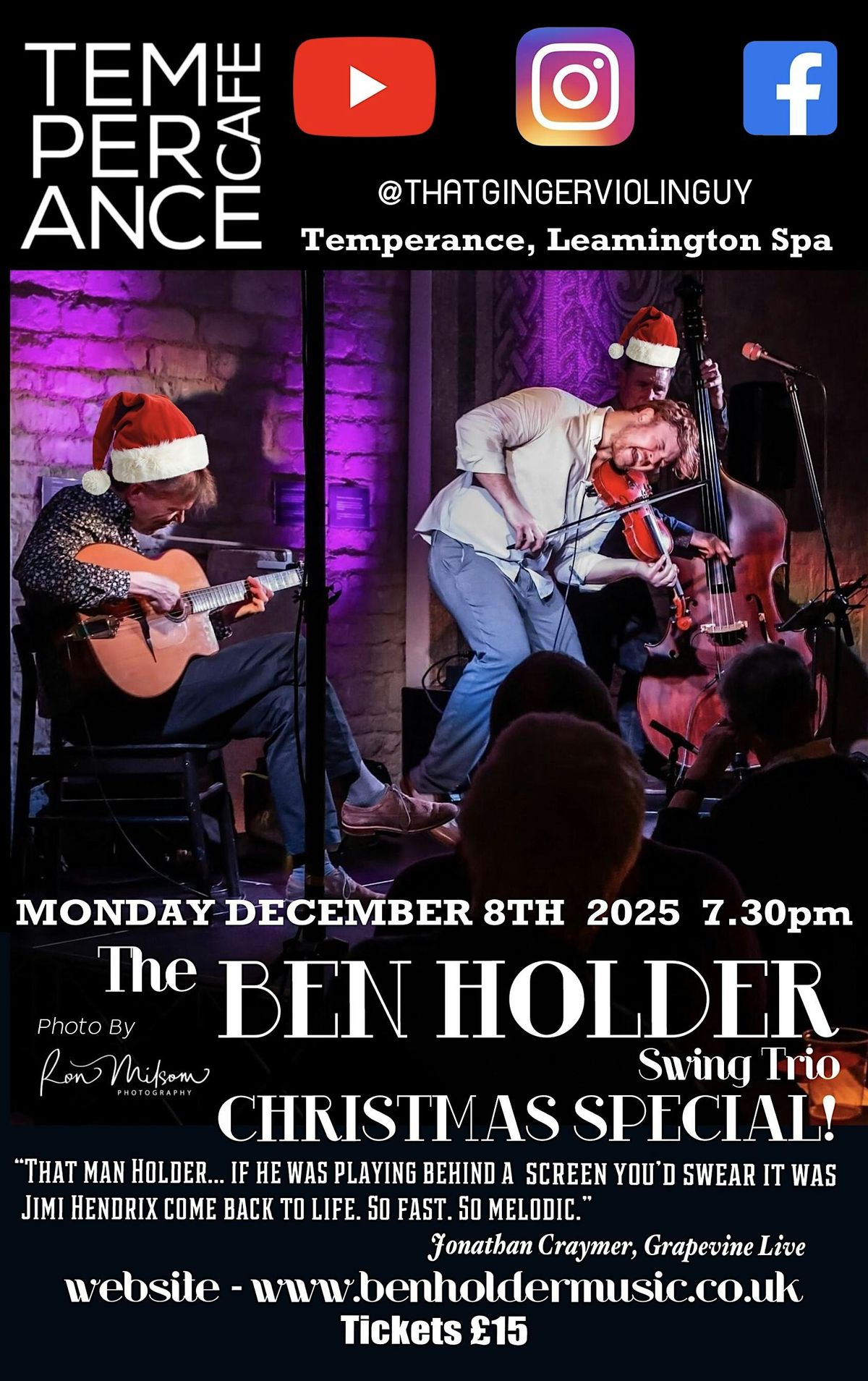 swing @ temperance | The Ben Holder Trio "Hot Club Swing" Xmas show