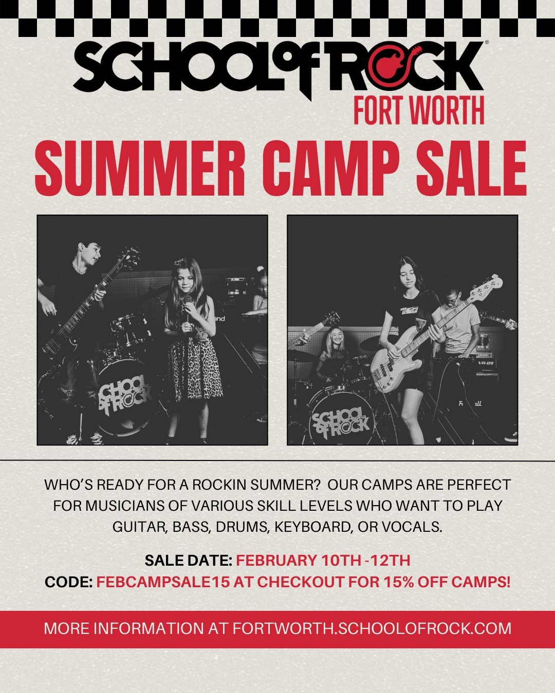 Fort Worth School of Rock Camp Sale