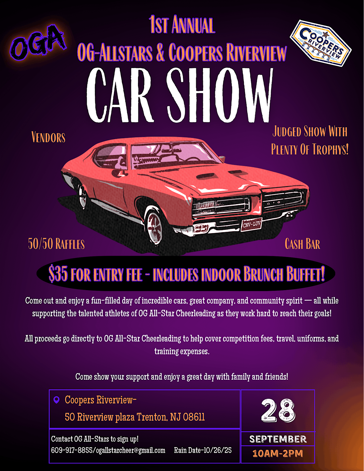 OG All-Stars Car Show with Indoor Brunch- partnered with Coopers Riverview