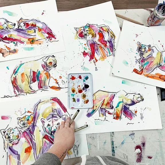 Abstract Bears in Watercolours