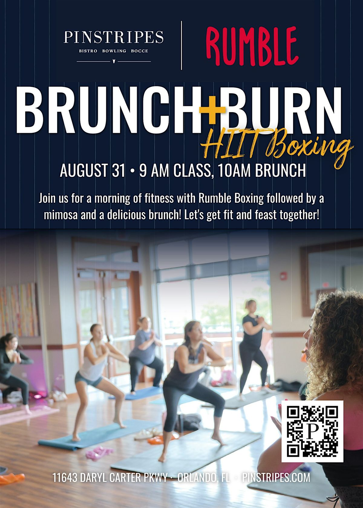 Brunch + Burn - RUMBLE BOXING\/HIIT CLASS - Pinstripes Orlando, FL!