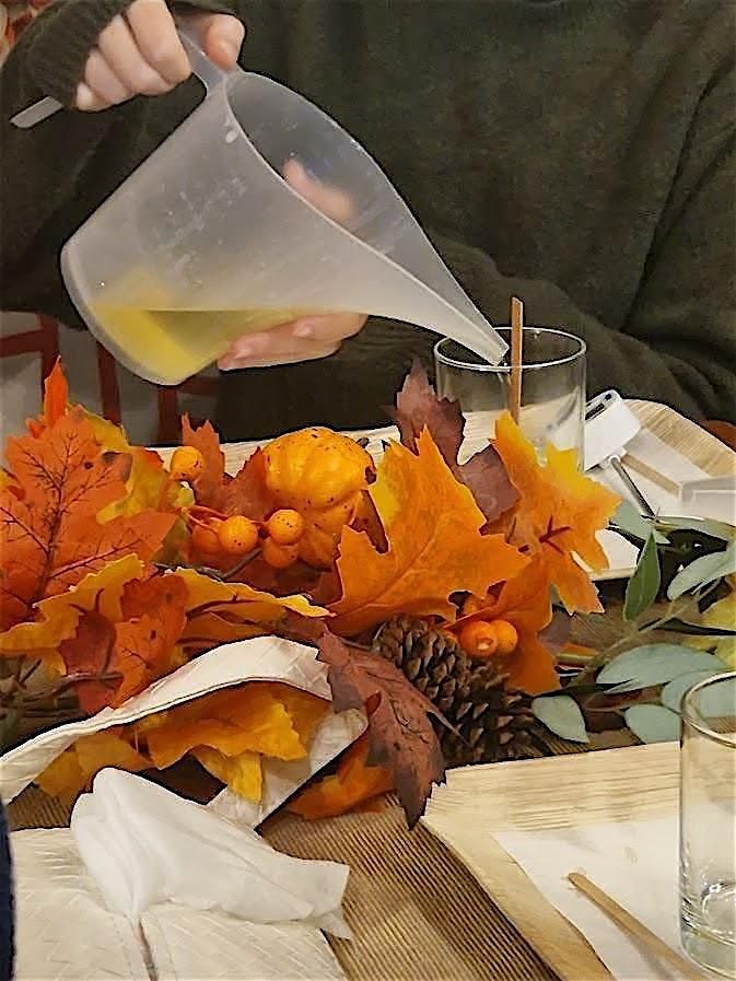 Luxury Candle Making Workshop, learn to create a large natural wax candle.