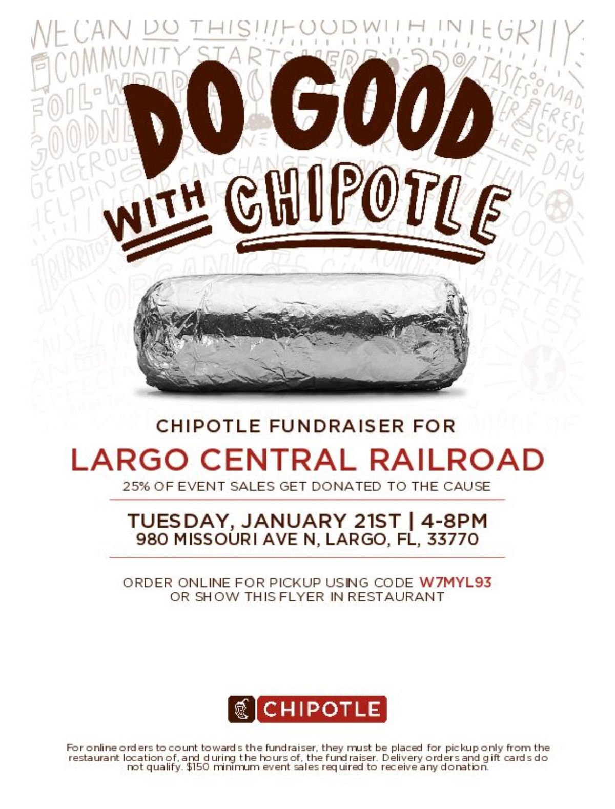 Chipotle Fundraiser for Largo Central Railroad