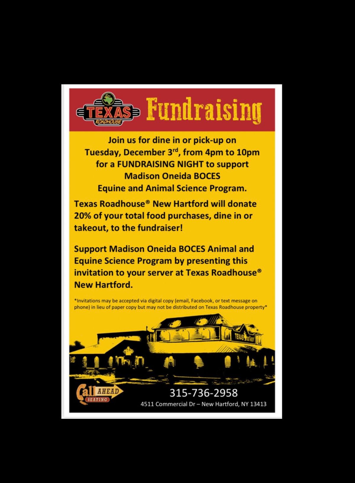 Dine to Donate Fundraiser 