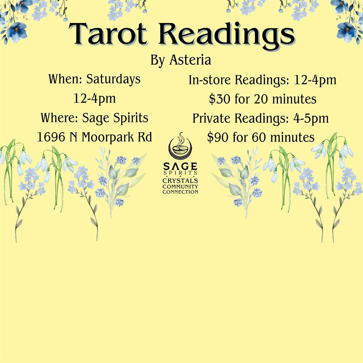 Tarot Readings with Asteria Saturday 1-11