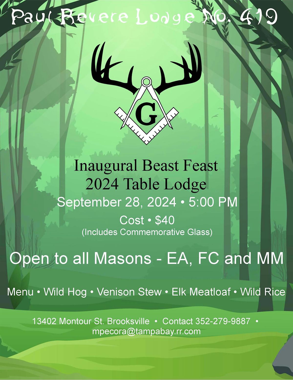 Paul Revere Masonic Lodge No. 419 Beast Feast