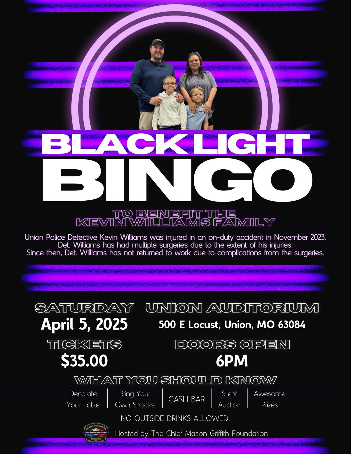 Black Light Bingo Benefiting Det Kevin Williams and Family