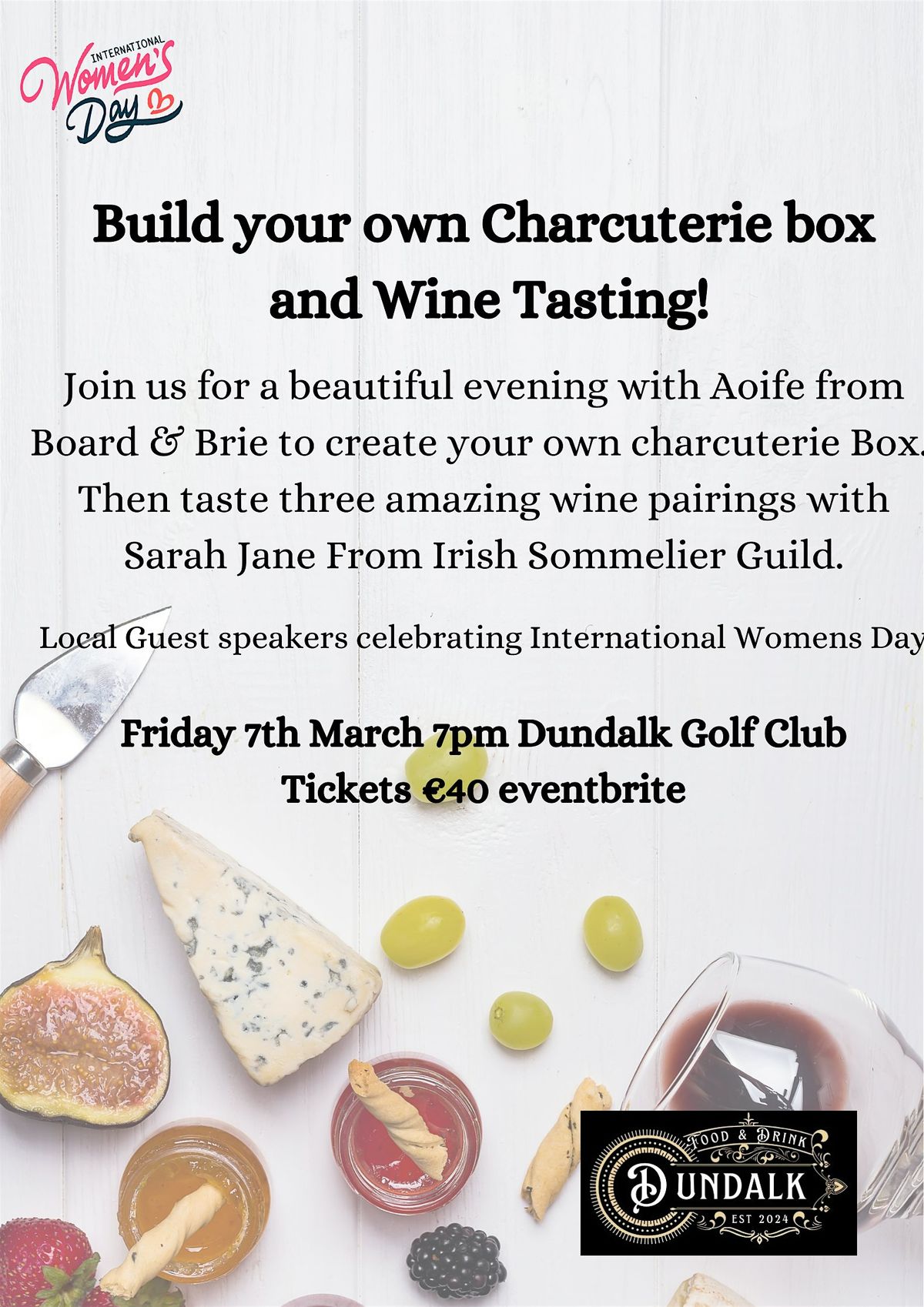 Build your own Charcuterie Board and Wine Pairing Event celebrating women