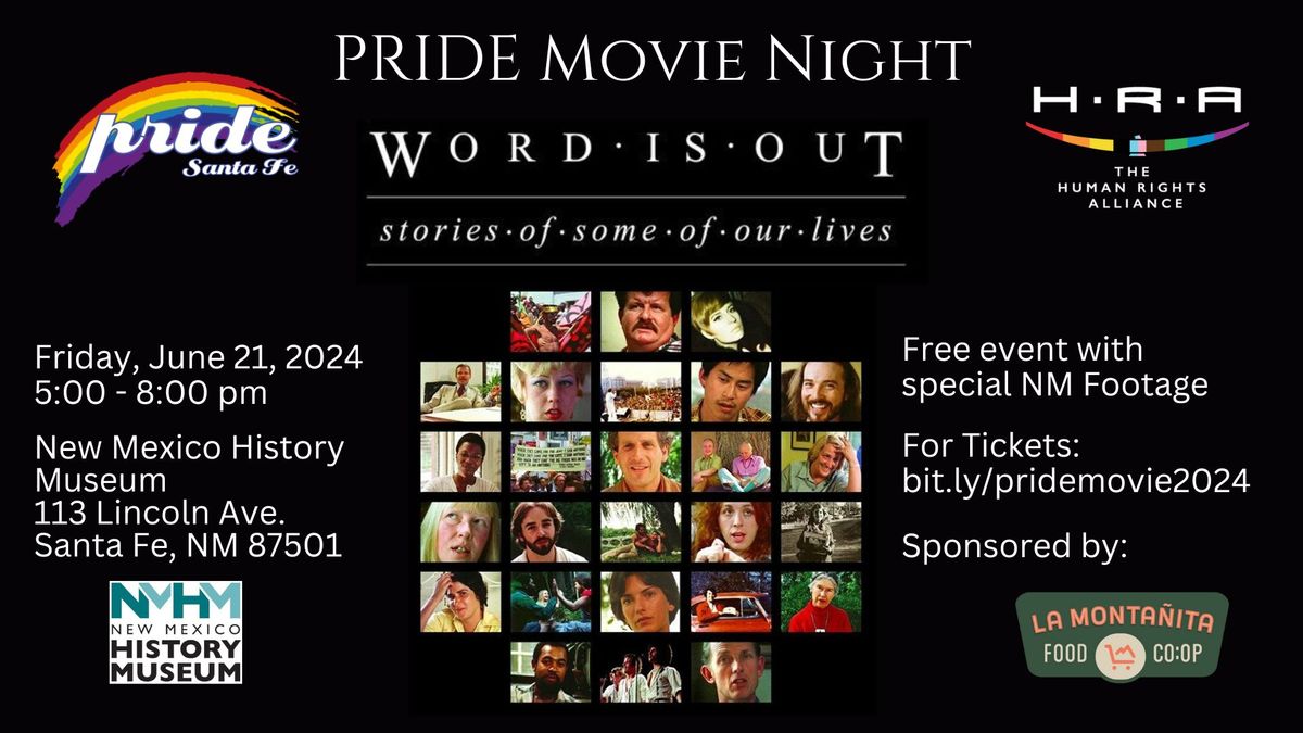 PRIDE Movie Night: Word is Out - Stories of Some of Our Lives