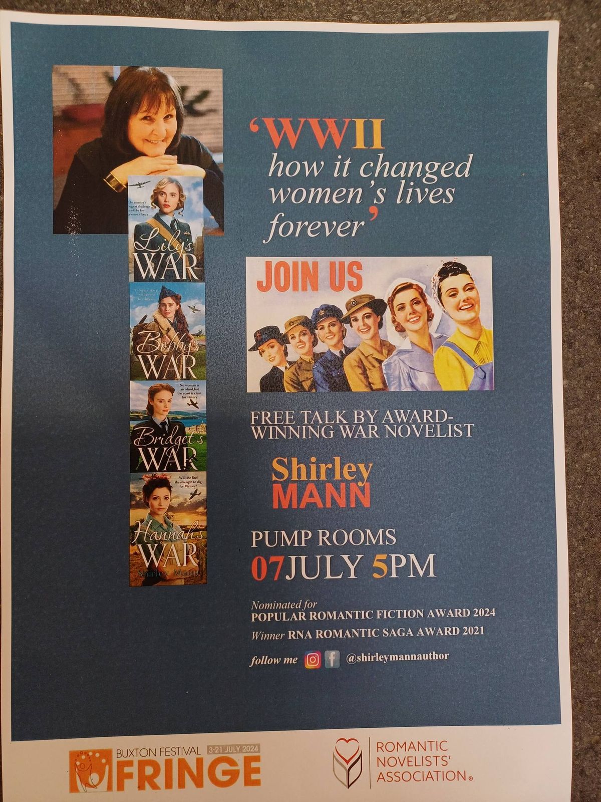 Talk- WWII-How It Changed Women's Lives Forever ' with award-winning war Novelists, Shirley Mann