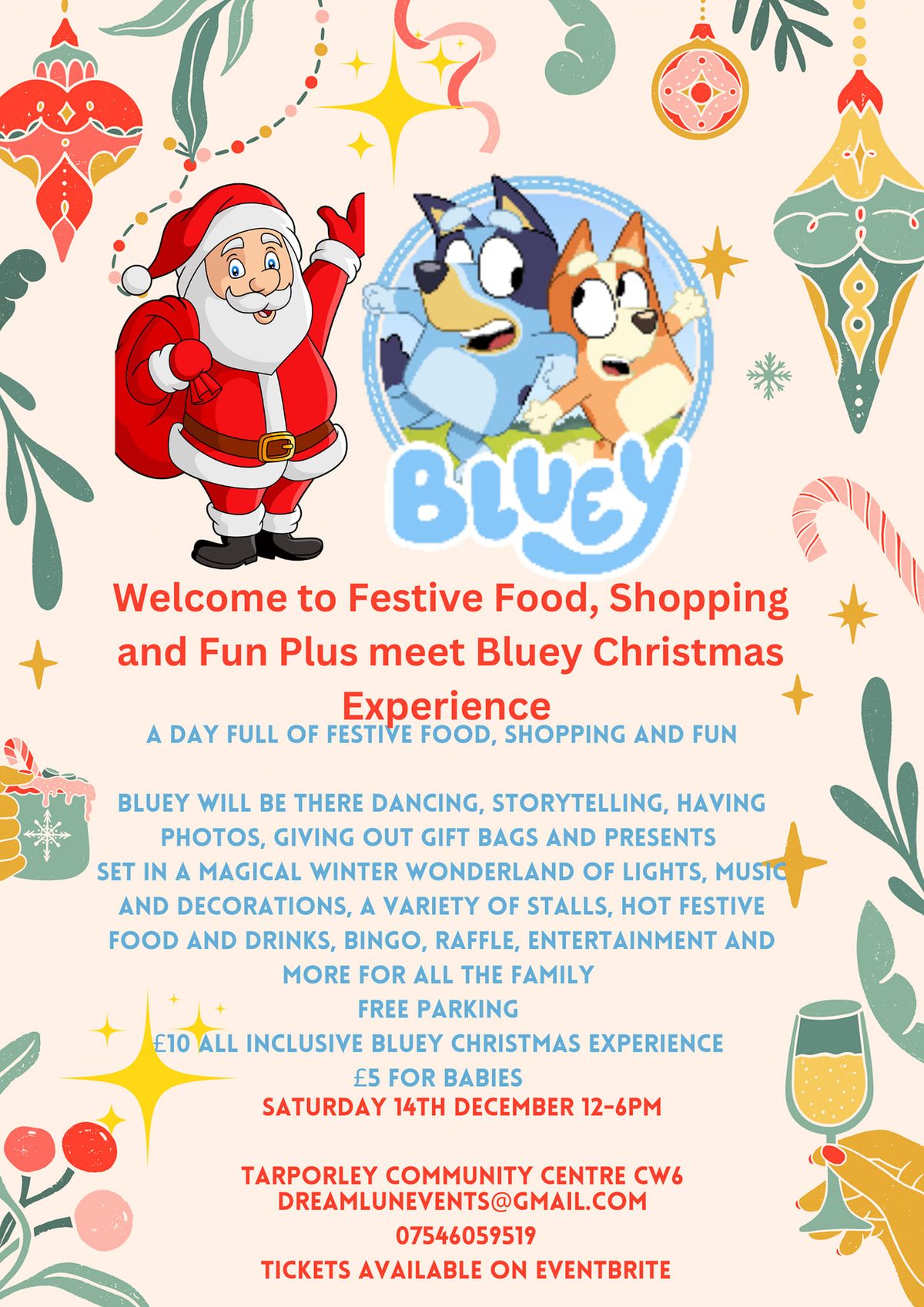 Festive food, shopping and fun event in Tarporley plus Meet Bluey Christmas Experience 