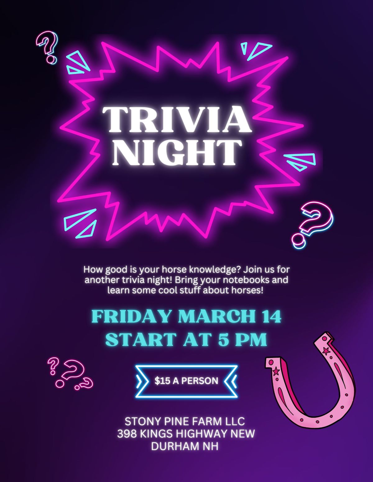 Horse Trivia Night! 