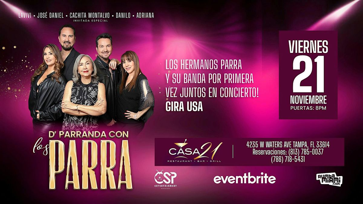 Los Hermanos Parra junto a Cachita Montalvo en Casa 21 de Tampa