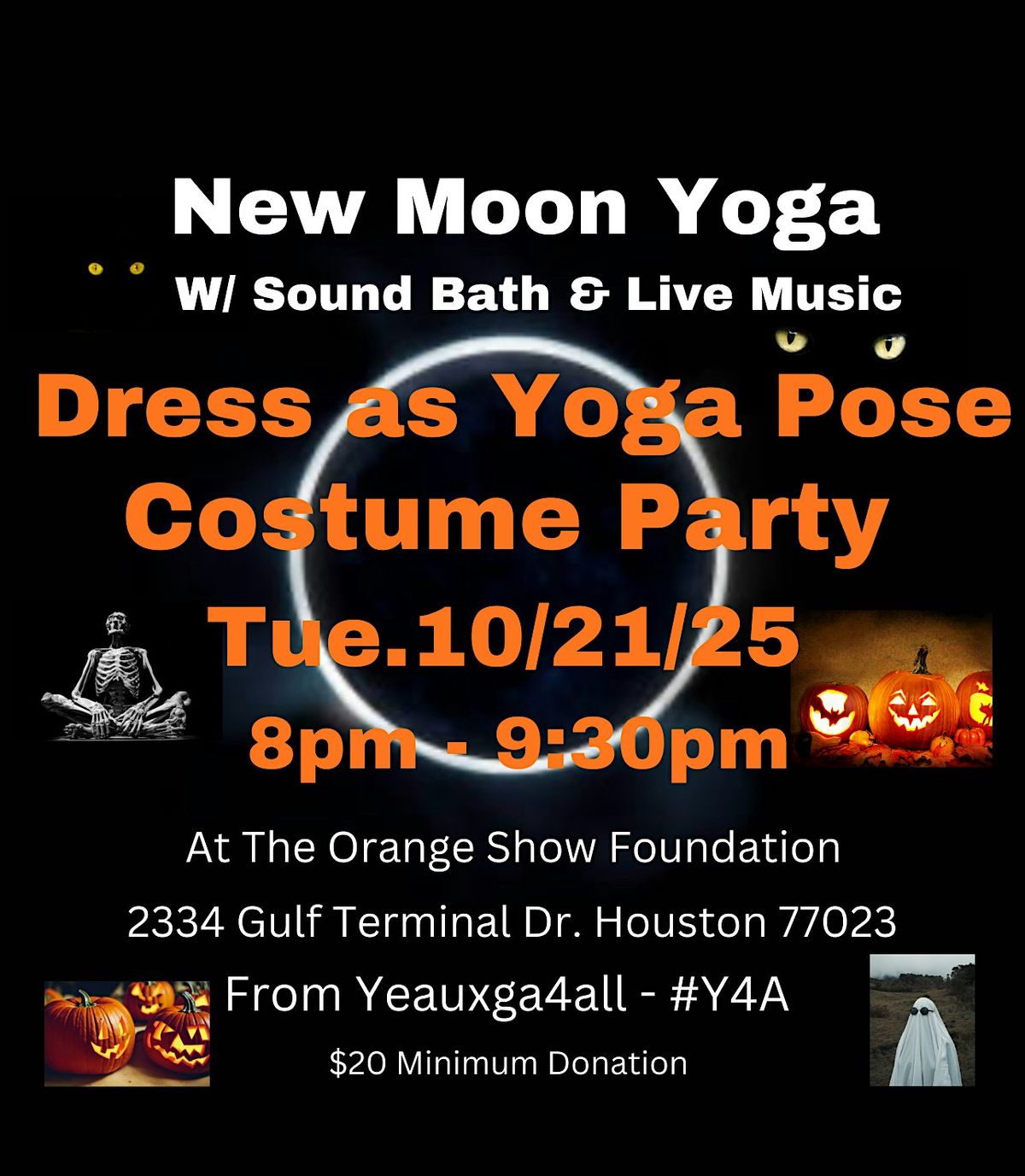 October New Moon Yoga & Sound Bath Event, w\/Dress as a Yoga Pose Costume
