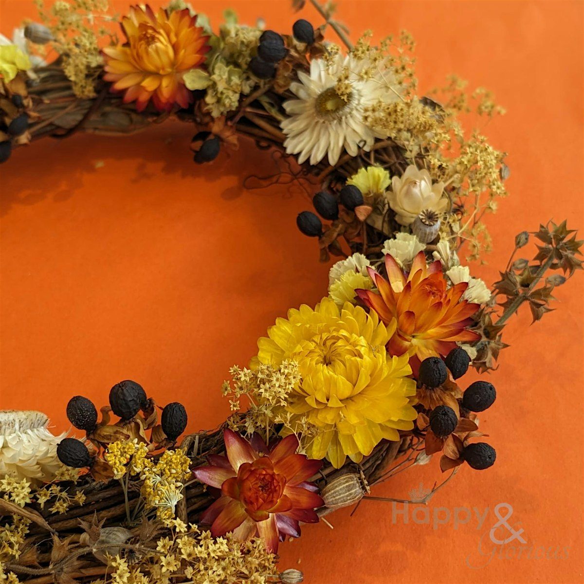 Festive dried flower wreath workshop