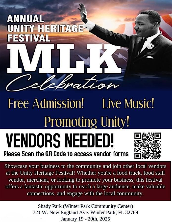 Annual Unity Heritage Festival MLK Celebration - Vendors Needed