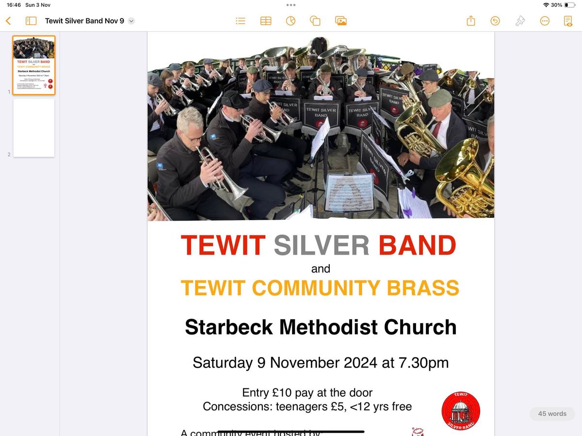 Tewit Silver Band in Concert at Starbeck Methodist Church