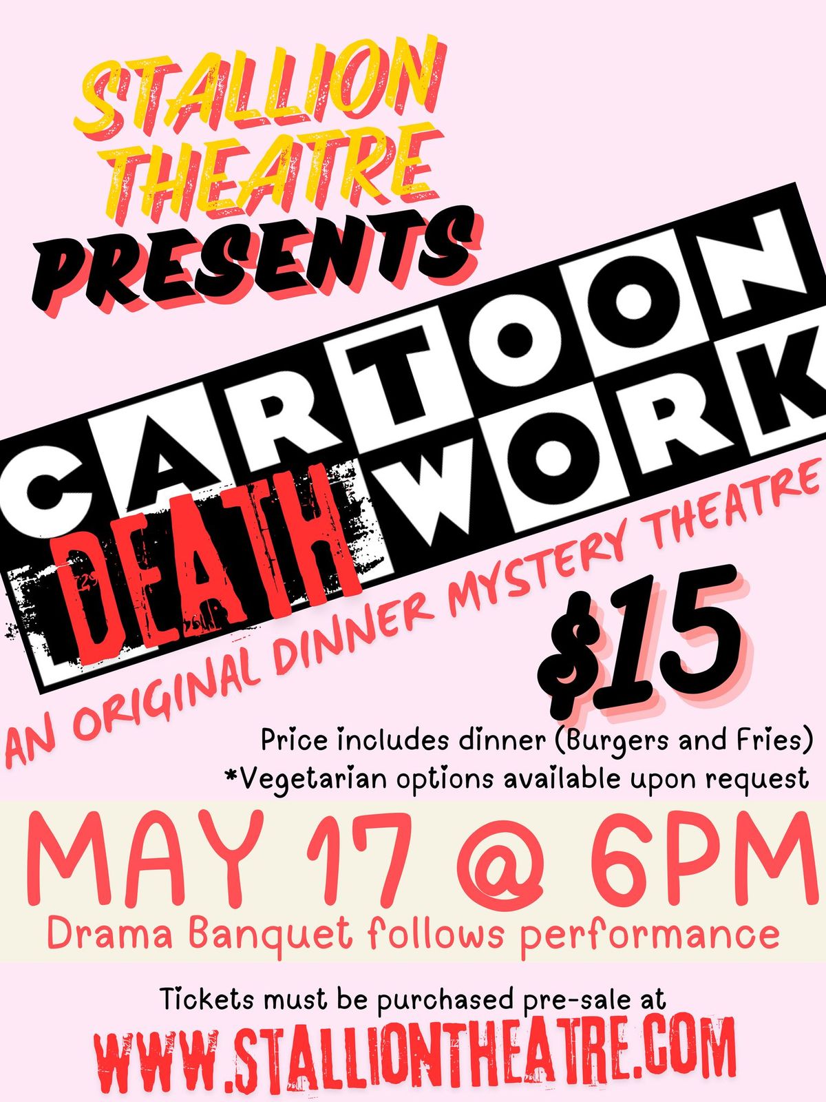 Cartoon DEATHwork, a Stallion Theatre Original Dinner Mystery Theatre