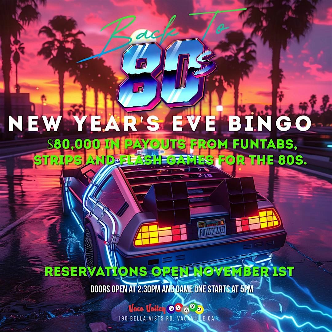 New Year's Eve Back to the 80s Bingo