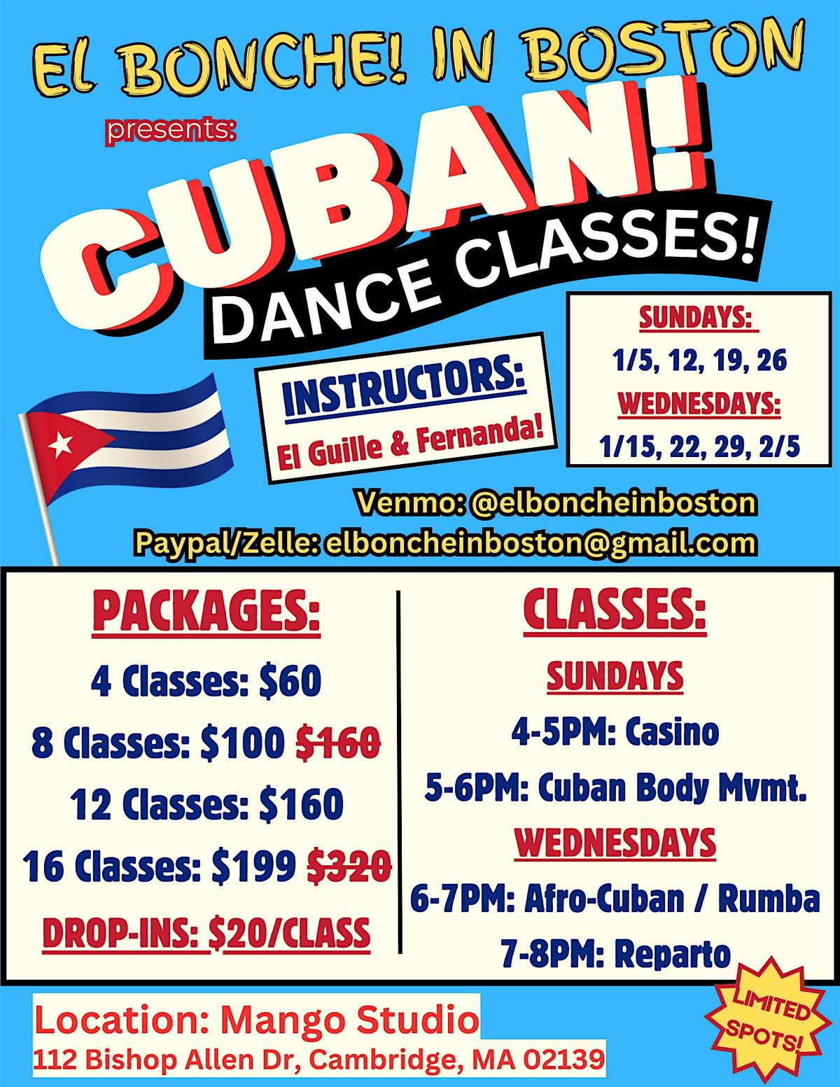 CUBAN DANCE CLASSES WITH EL BONCHE!