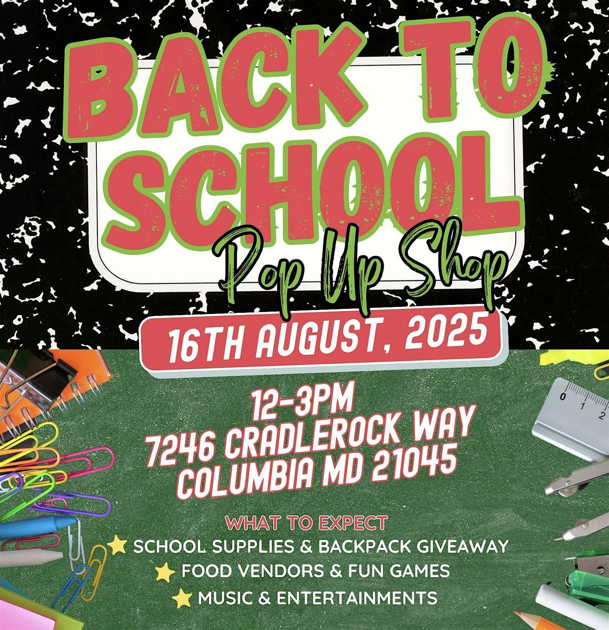 Back to School Pop Up Shop