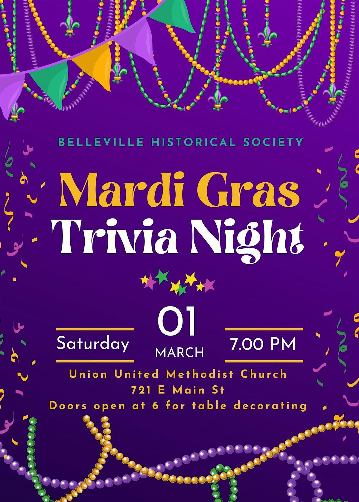 Belleville Historical Society Mardi Gras Trivia Night