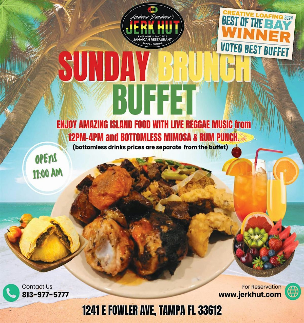 Sunday Brunch - Full Caribbean Buffet with Live Reggae Music