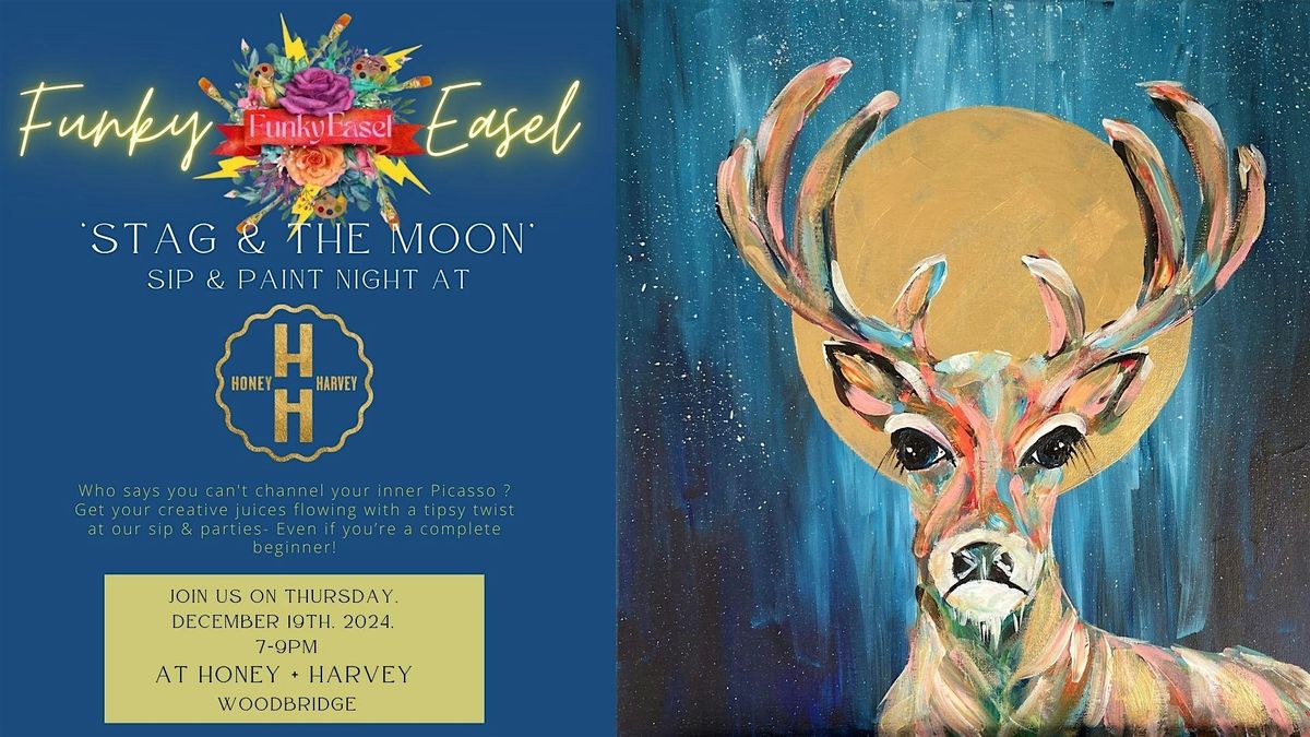 The Funky Easel Sip & Paint: Stag & The Moon in Woodbridge, Suffolk