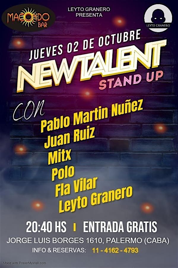 NEW TALENT Stand Up jueves 02 octubre