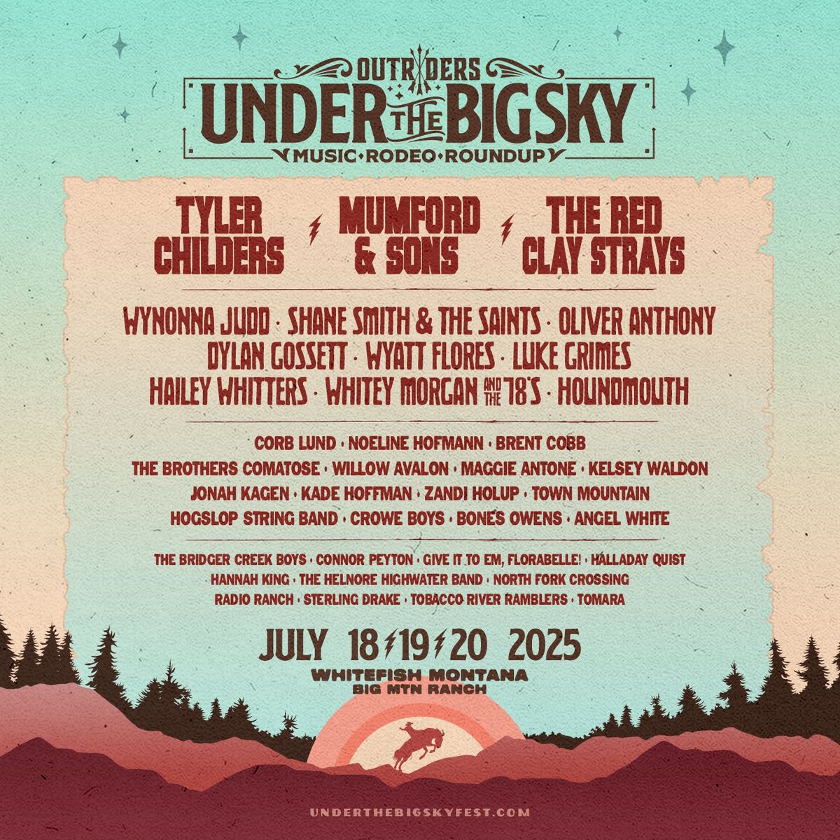 Under The Big Sky Music Festival: Tyler Childers  Mumford and Sons & The Red Clay Strays - 3 Day Pass