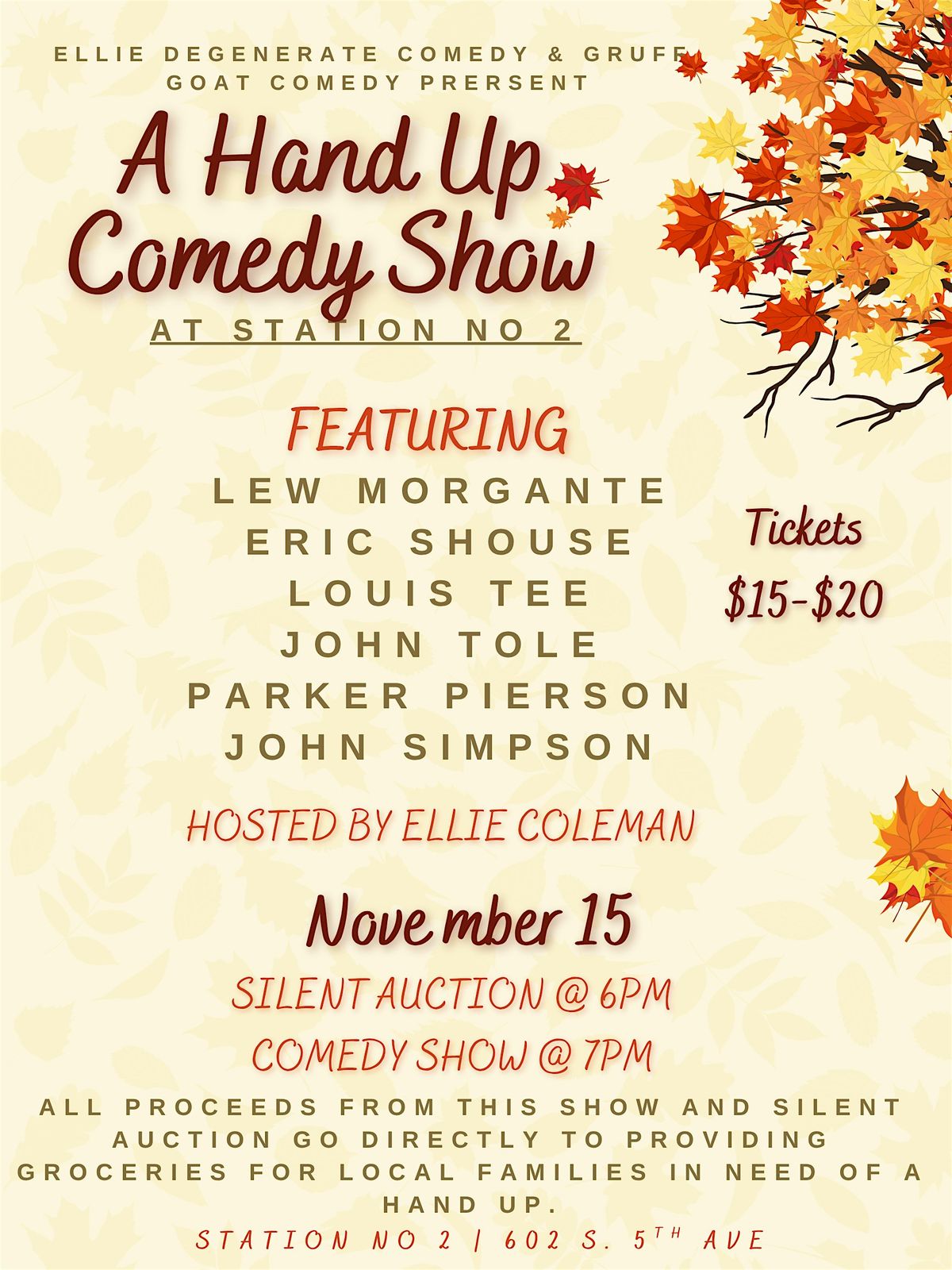 A Hand Up Comedy Show and Silent Auction