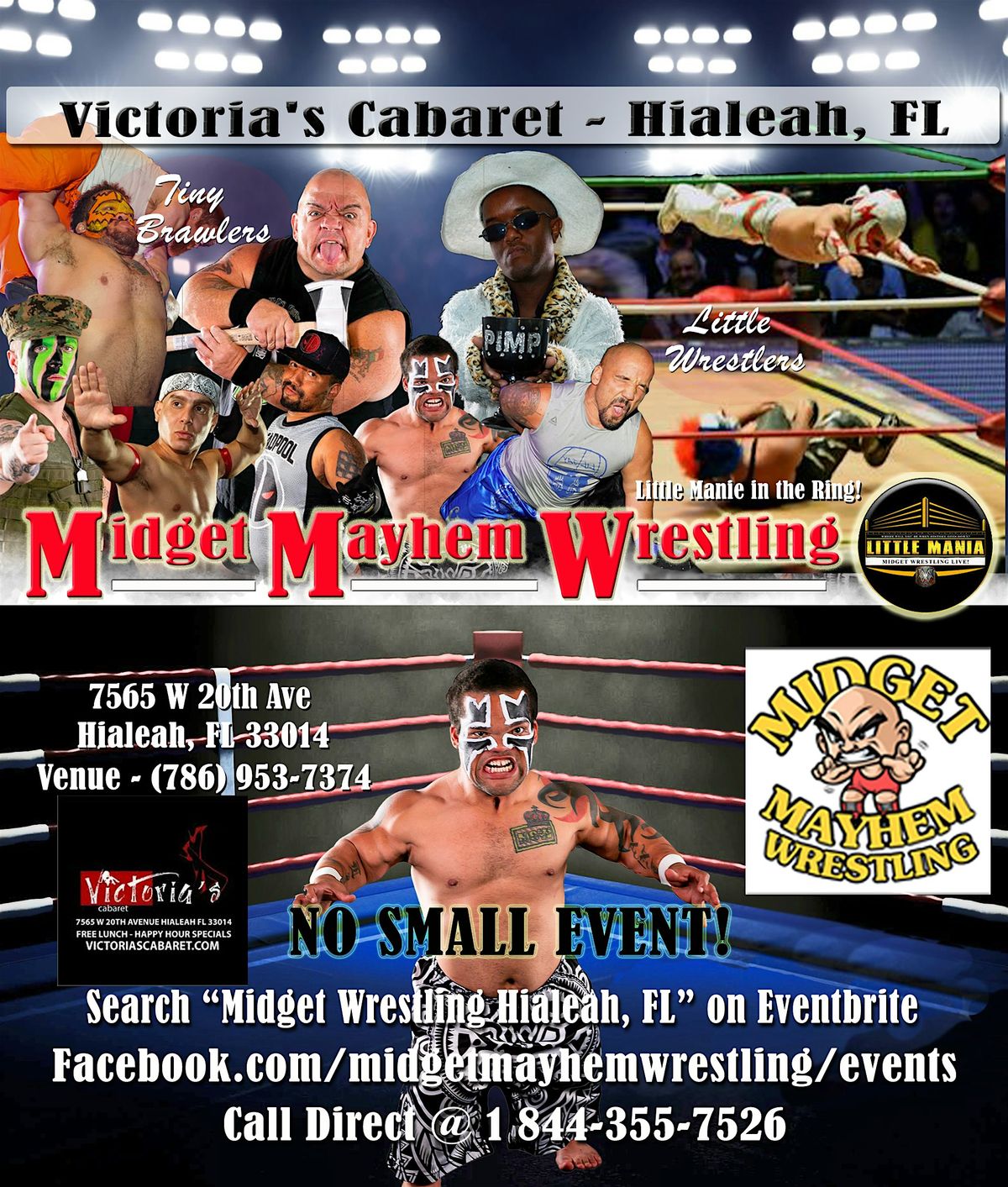 Midget Mayhem Wrestling Rips Through the Ring! Hialeah FL 21+