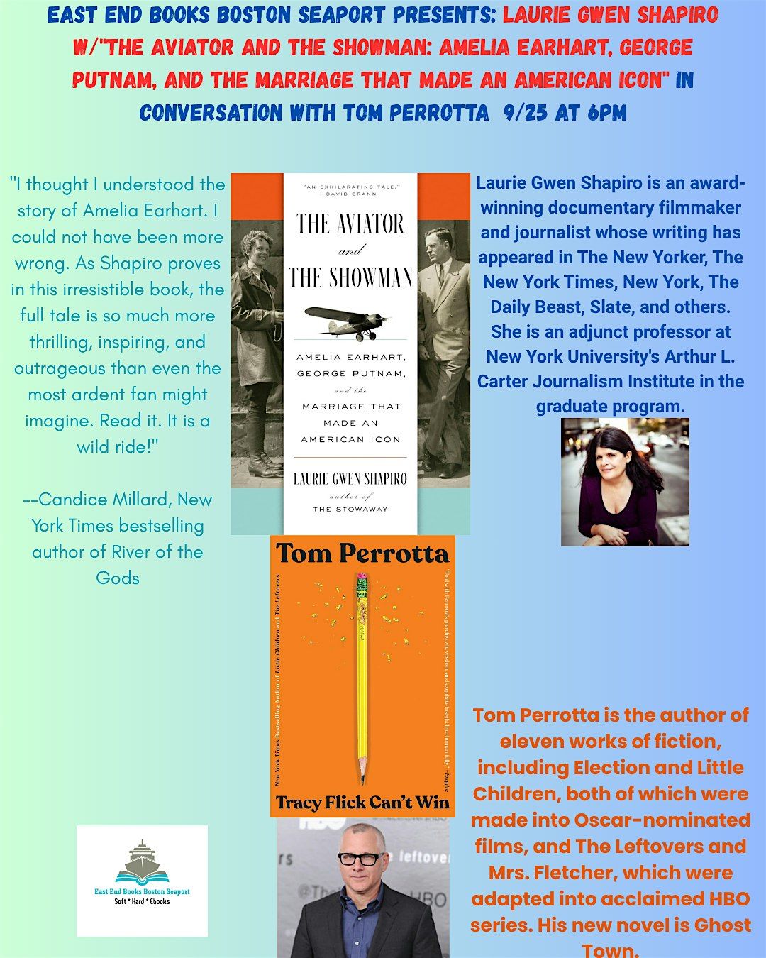 Laurie Gwen Shapiro "The Aviator and the Showman" \u00a0in conv. w\/Tom Perrotta