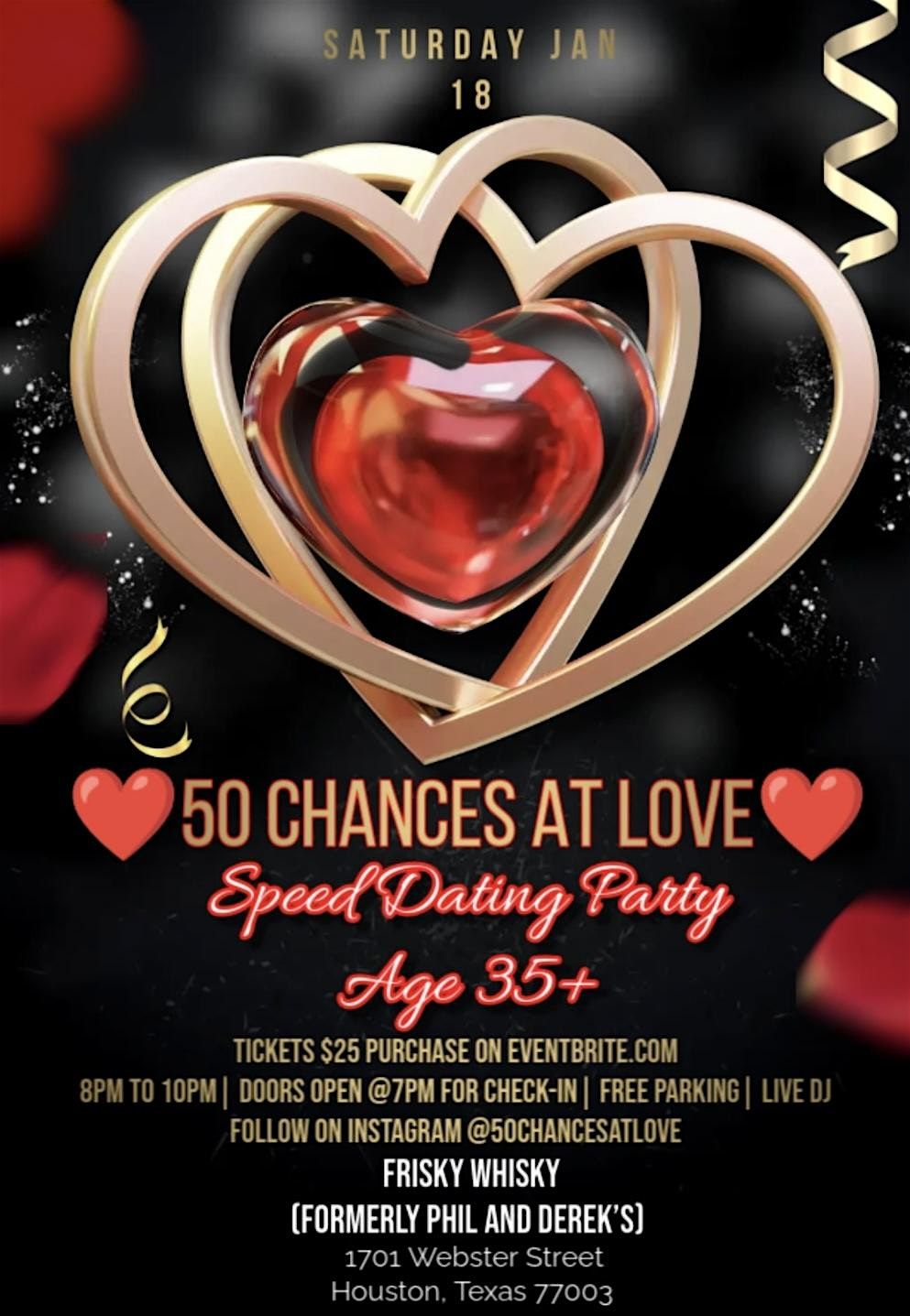 50 CHANCES AT LOVE SPEED DATING PARTY AGE 35+