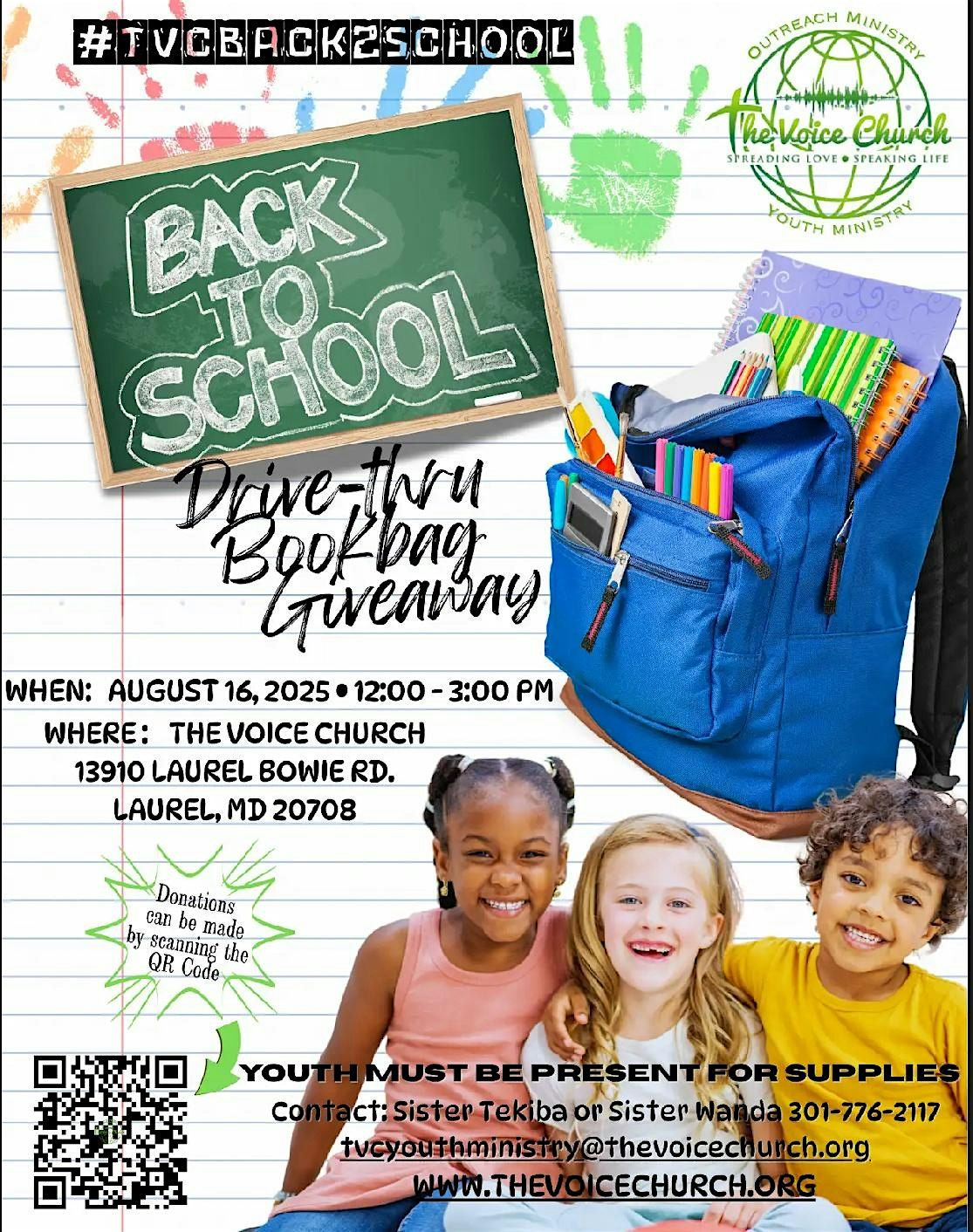 Back-to-School Drive-Thru Bookbag Giveaway