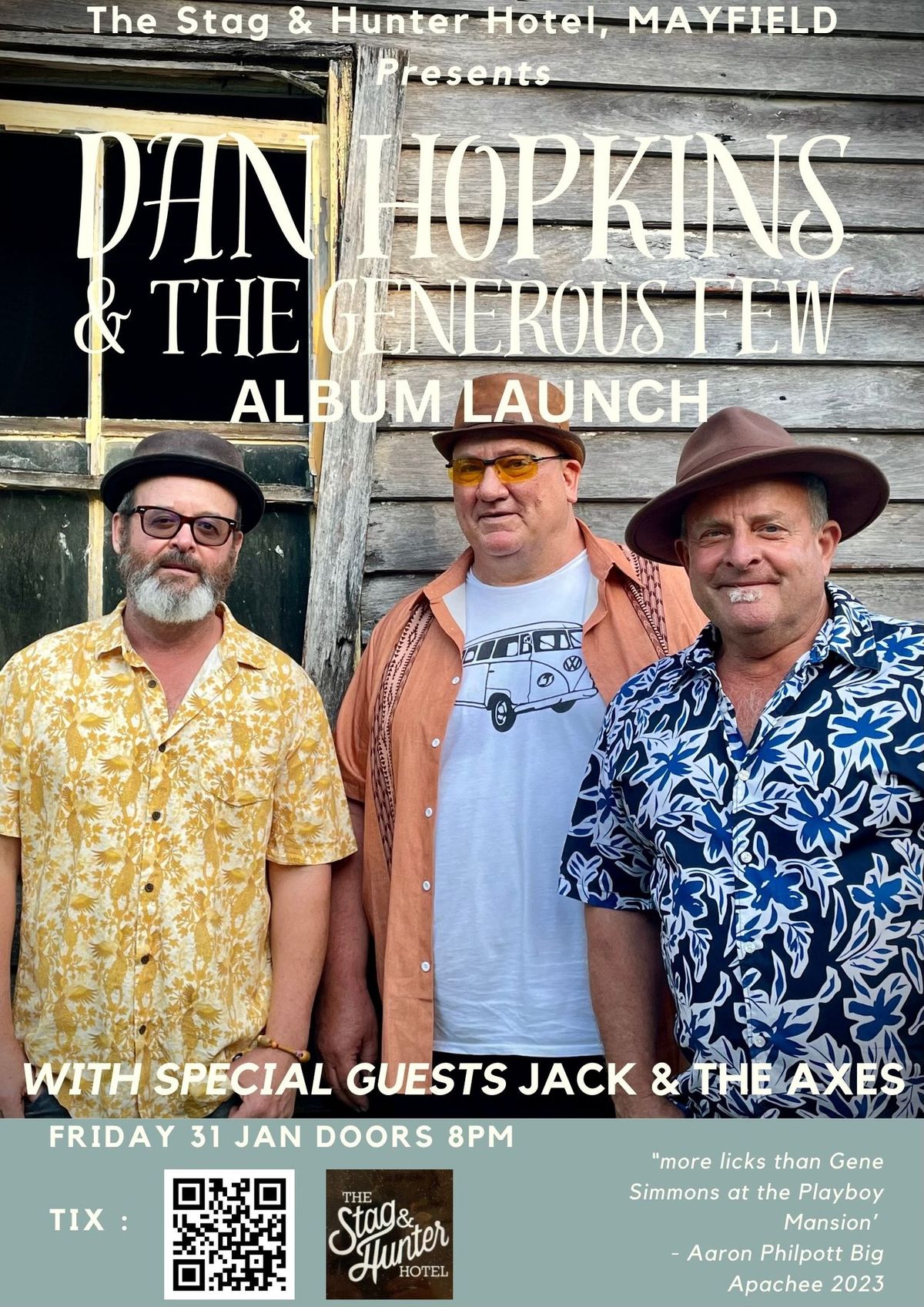 Dan Hopkin s & The Generous Few ALBUM LAUNCH w\/ special guests Jack & The Axes 