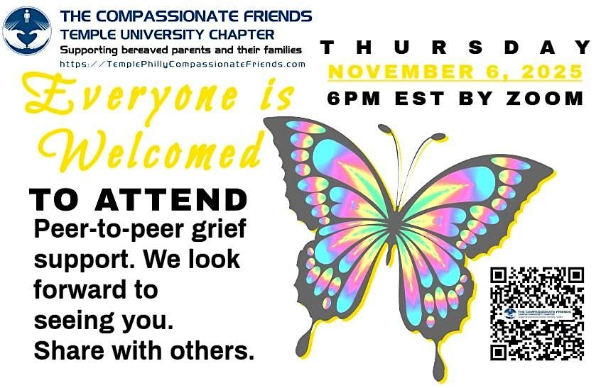 1ST THURSDAY MONTHLY GRIEF SUPPORT FREE BY ZOOM 6:00PM EST