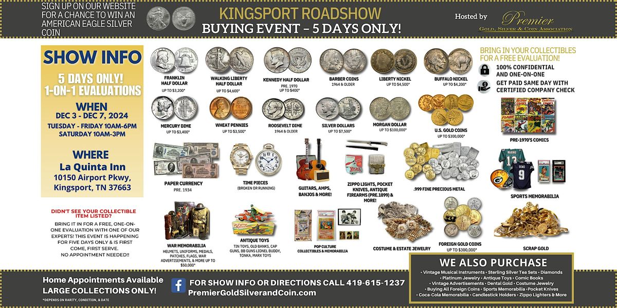 Kingsport, TN ROADSHOW: Free 5-Day Only Buying Event!