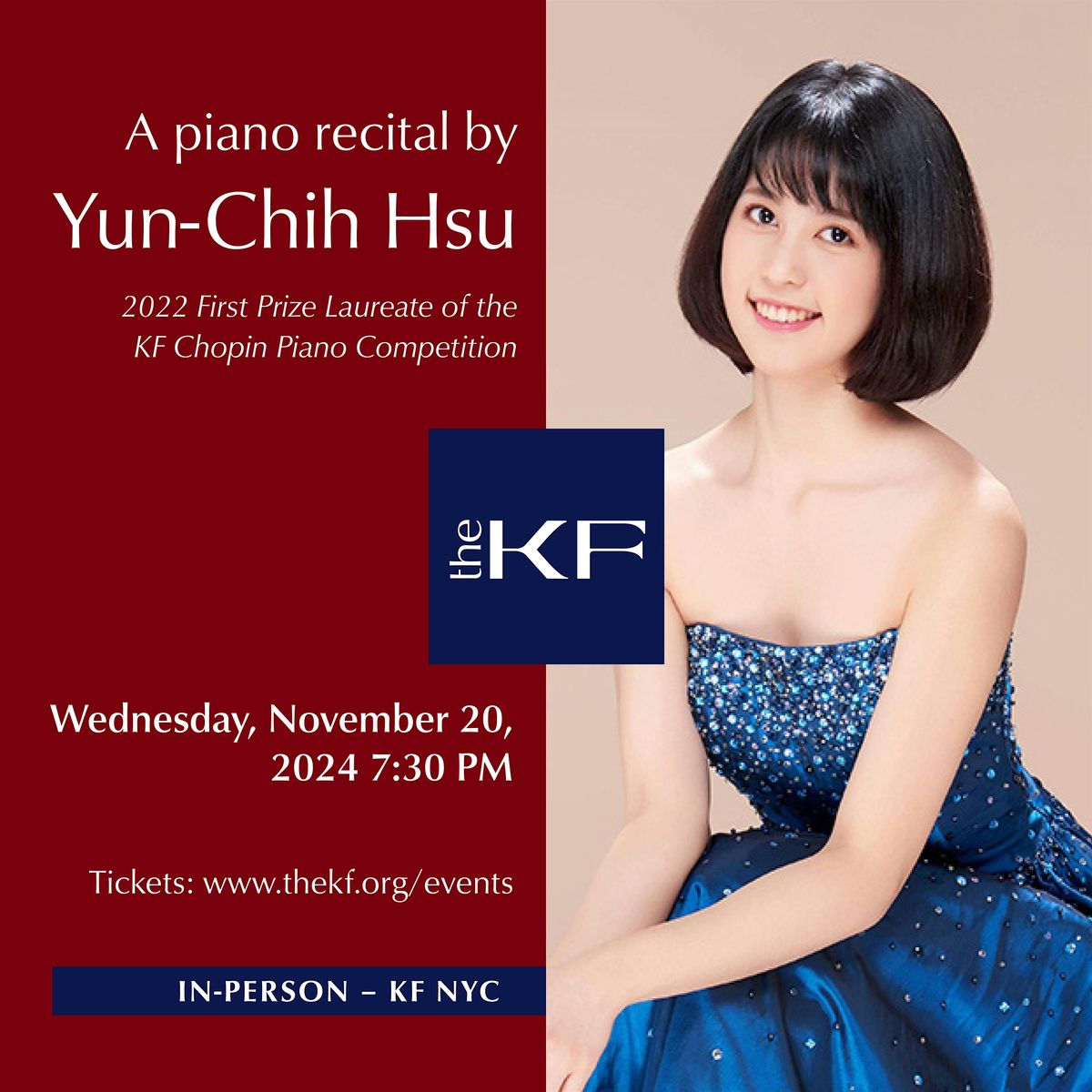 A piano recital by Yun Chih Hsu, winner of 2022 KF Chopin Piano Competition