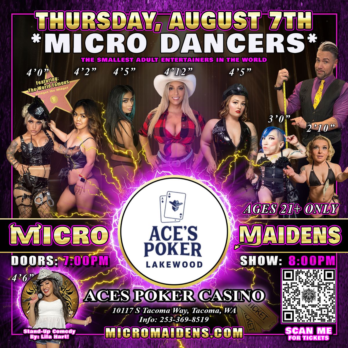 Tacoma, WA - Micro Maidens: Dwarf Dancers @ Aces Poker Casino