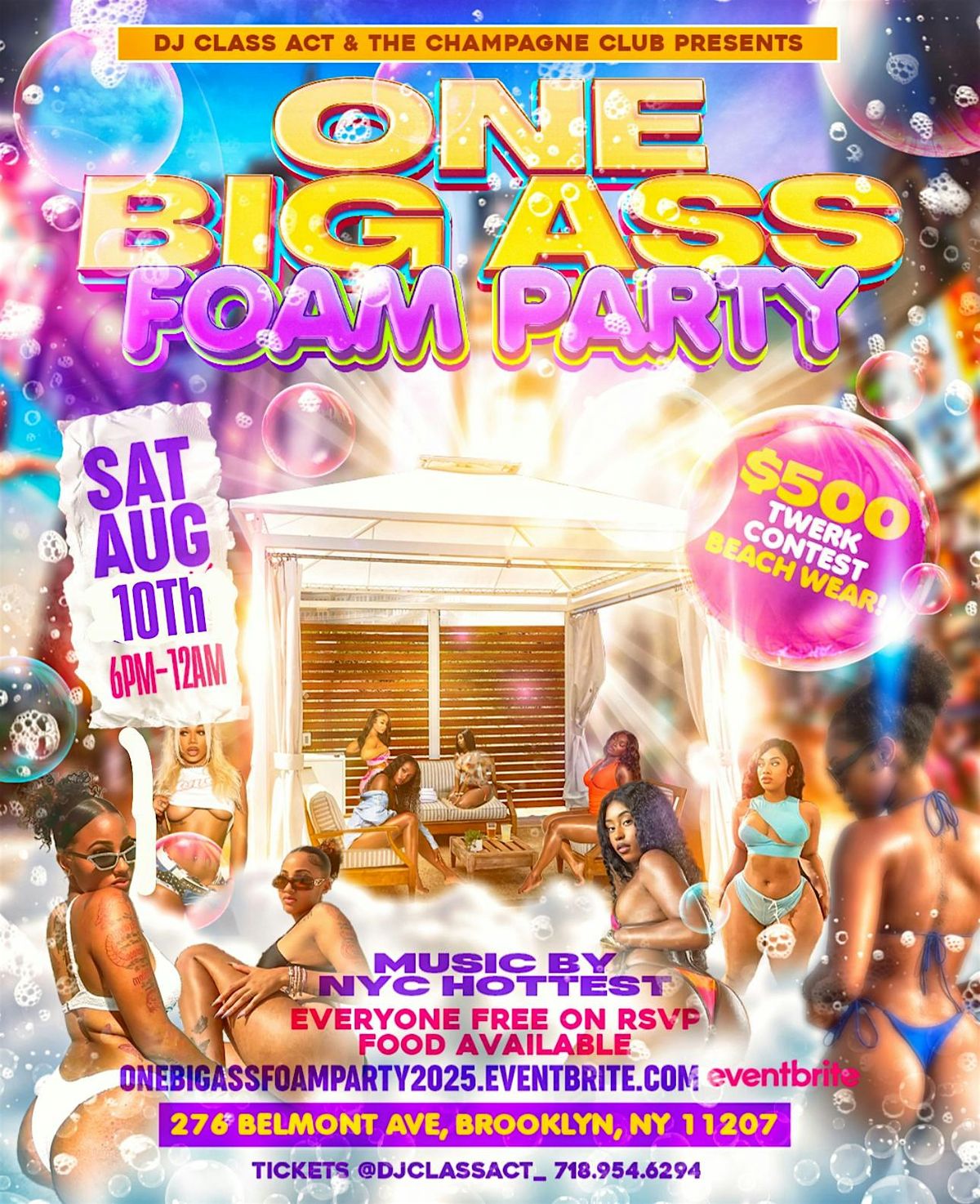 "ONE BIG ASS FOAM PARTY" Rooftop August 10th (SUN) 6PM-12AM BROOKLYN NY