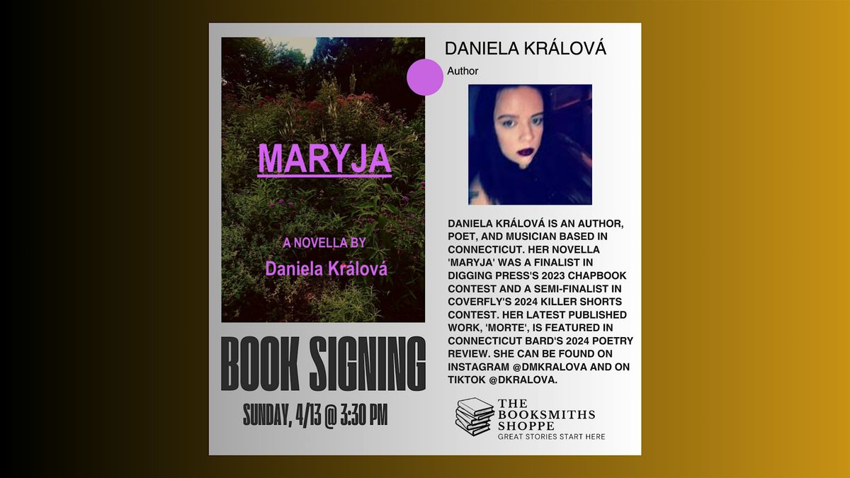 Meet Author Daniela Kr\u00e1lov\u00e1 on Sunday 4\/13 at 3:30 PM