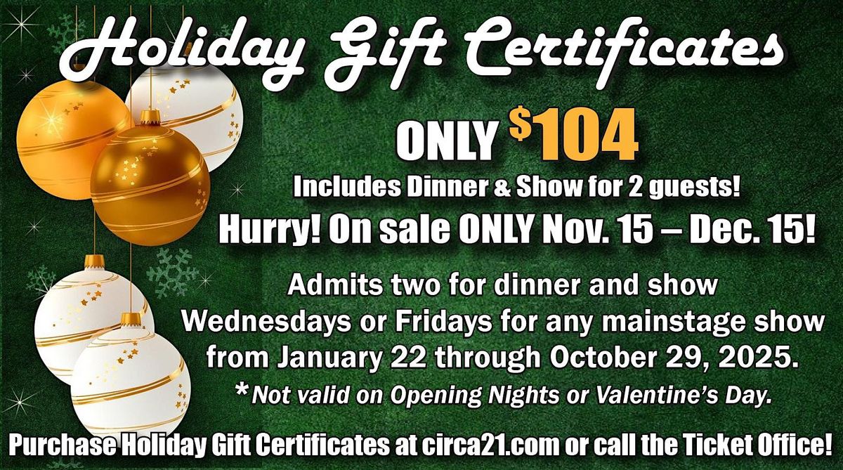 HOLIDAY GIFT CERTIFICATES