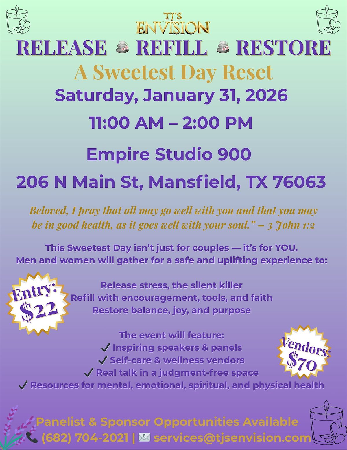 RELEASE * REFILL * RESTORE  A Sweetest Day Reset