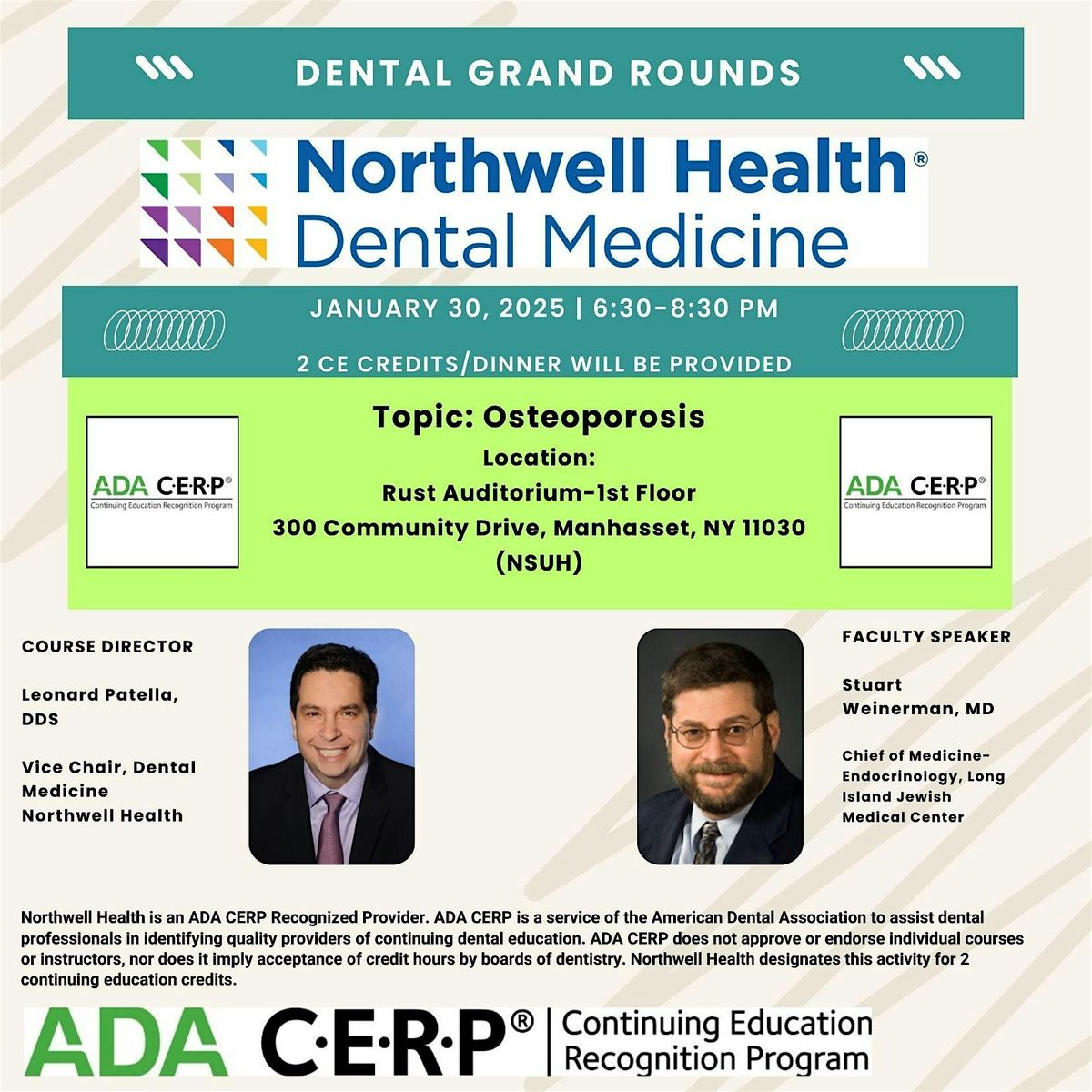 Northwell Health Dental Medicine - Grand Rounds - Osteoporosis