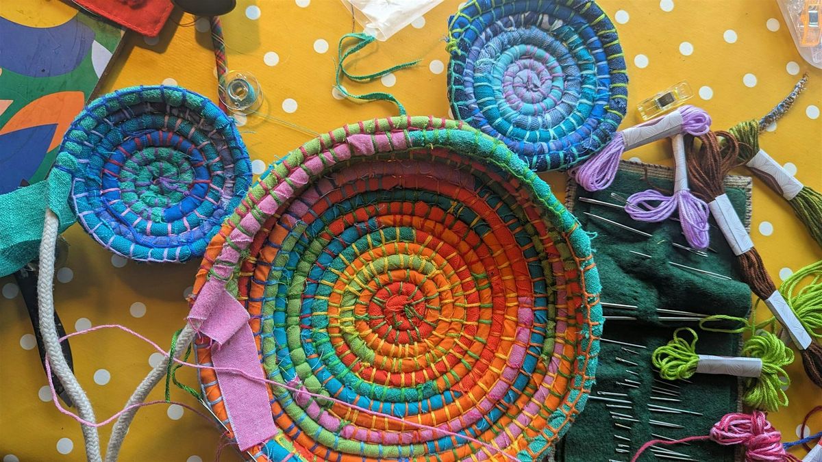 Scrap yarn and fabric bowls and mats