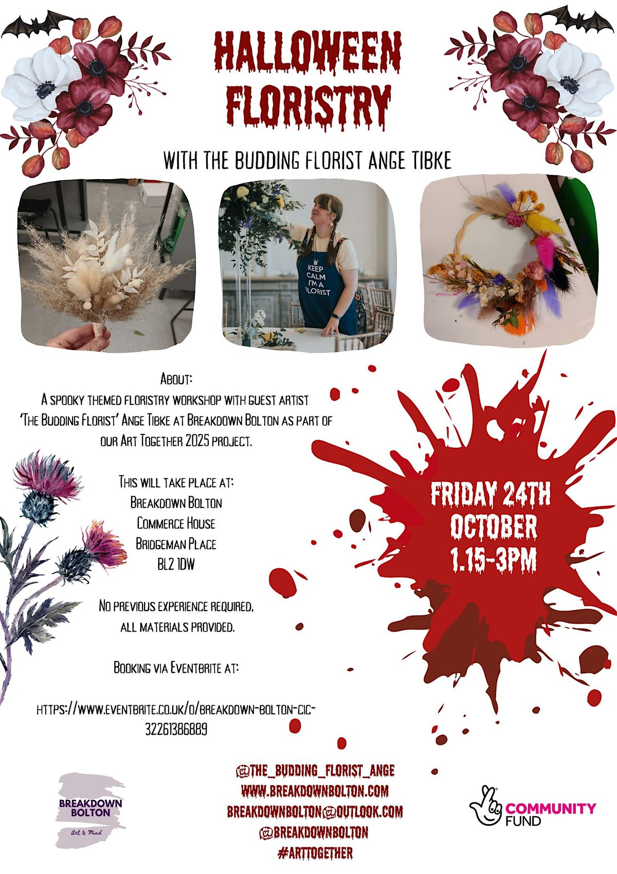 Halloween Floristry with guest artist The Budding Florist Ange Tibke