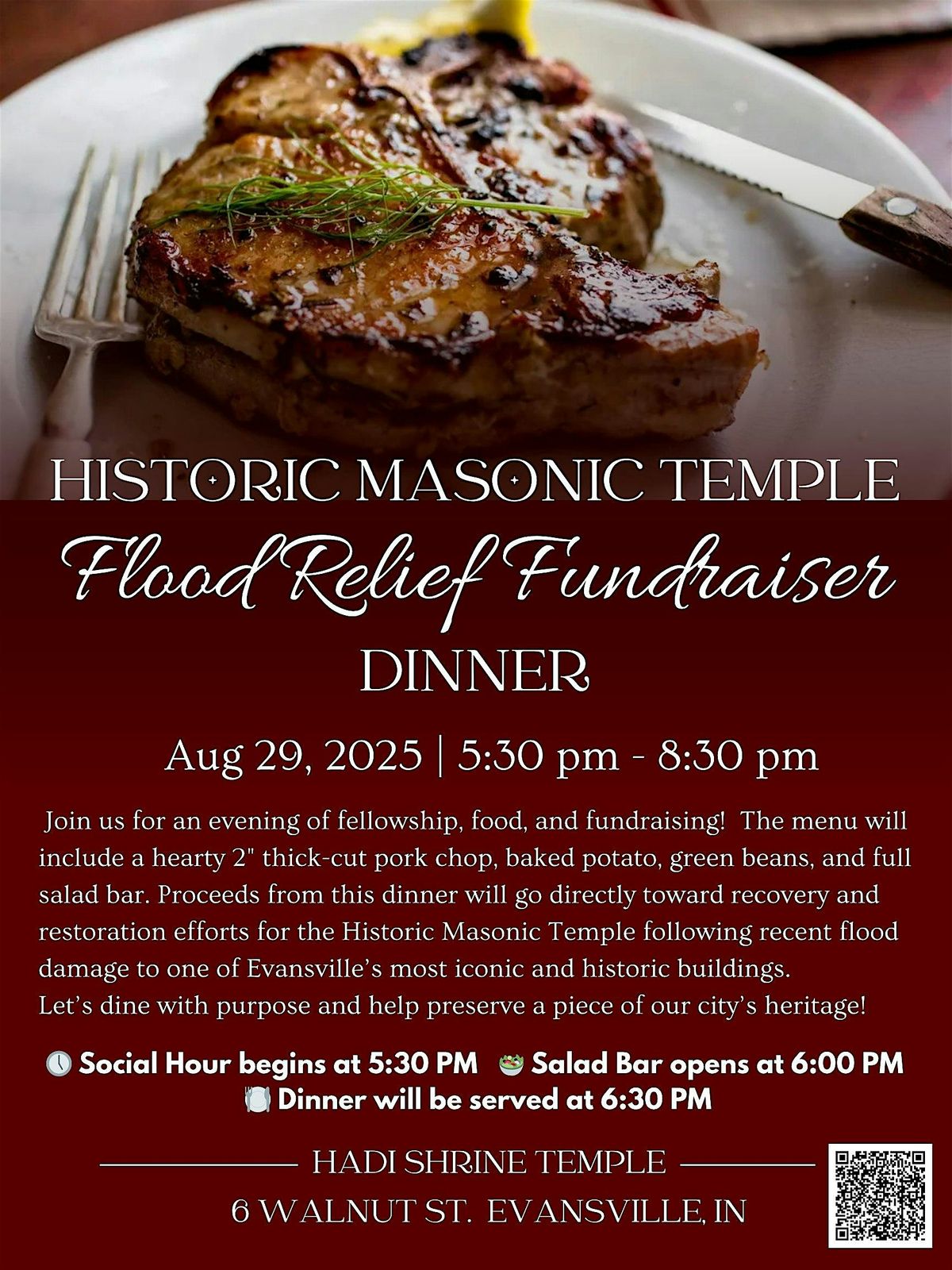 Flood Relief Dinner for the Historic Masonic Temple of Evansville