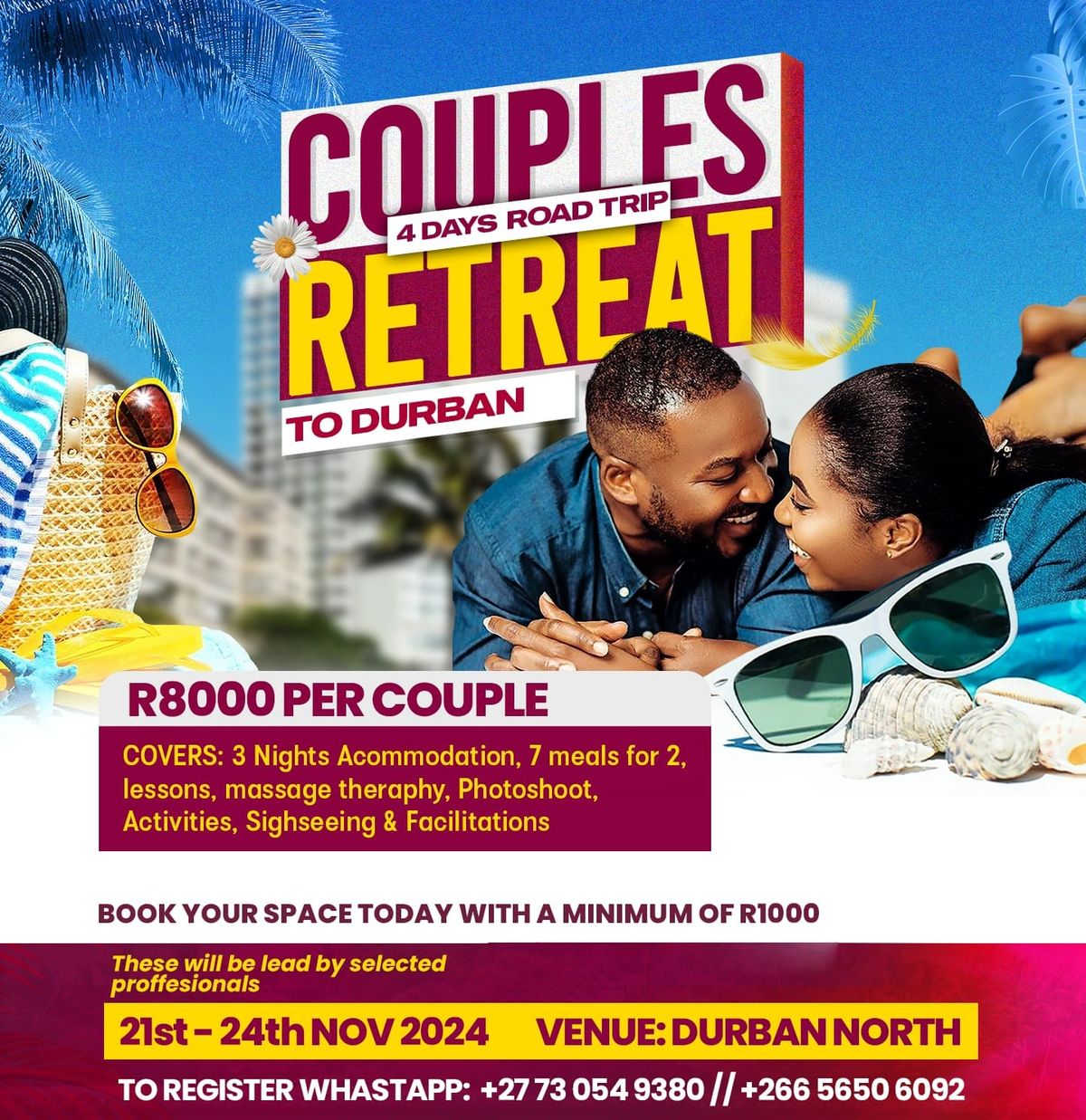 MSM 4DAYS COUPLES ROAD-TRIP RETREAT to Durban 2024