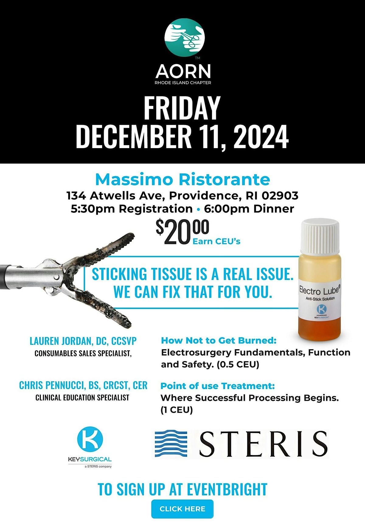 AORN STERIS  Education  CEU and Dinner Invite